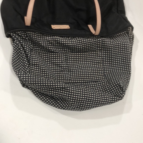 Kate Spade black nylon tote bag with pink/beige leather trim and polkadot inside - Picture 9 of 11